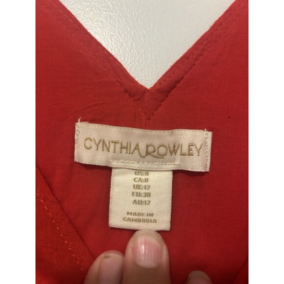 Women's Cynthia Rowley Red Linen Sleeveless dress size 8 Tomato Girl Patriotic - Picture 4 of 8